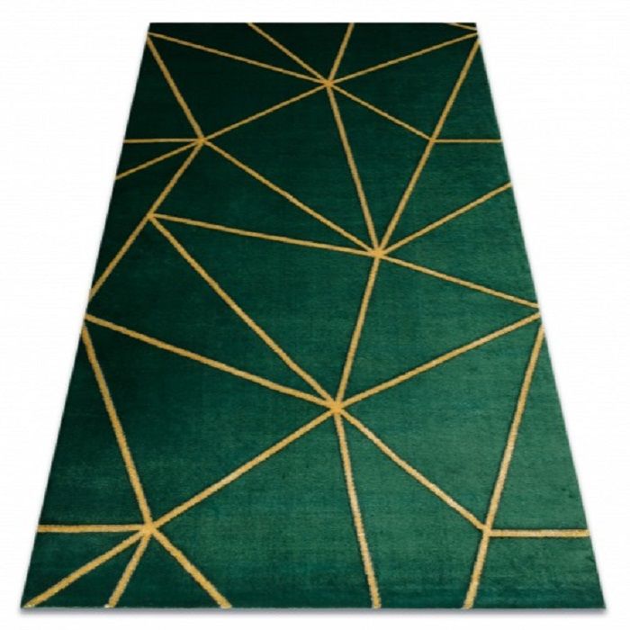 Dywan EMERALD ekskluzywny 1013 glamour, stylowy geometryczny butelkowa zieleń / złoty