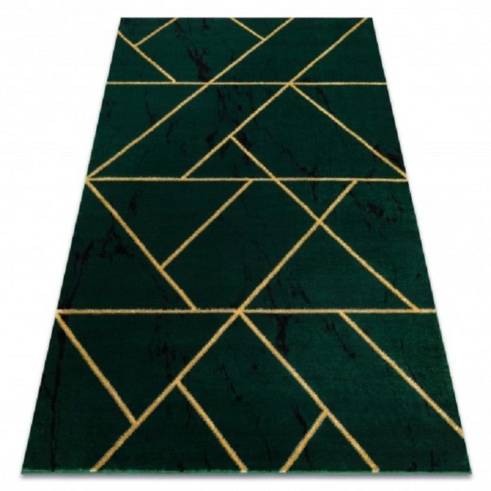 Dywan EMERALD ekskluzywny 1012 glamour, stylowy geometryczny, marmur butelkowa zieleń / złoty