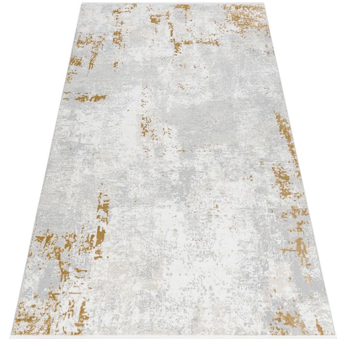 Dywan DUKE 51378 krem / złoty - Beton, kamień strukturalny, bardzo miękki, frędzle