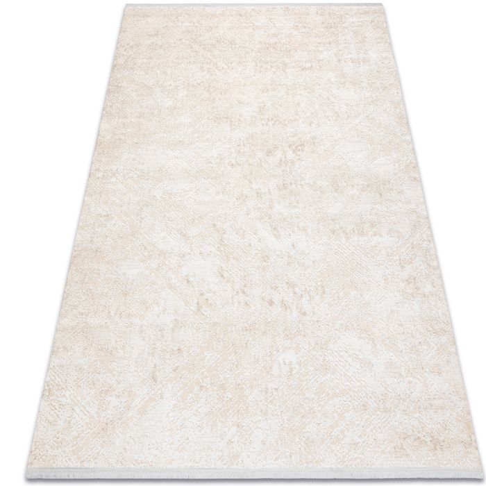 Dywan DUKE 51541 krem - Geometryczny, strukturalny, bardzo miękki, frędzle