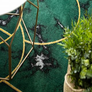 Dywan EMERALD ekskluzywny 1016 art deco, marmur butelkowa zieleń / złoty (5)