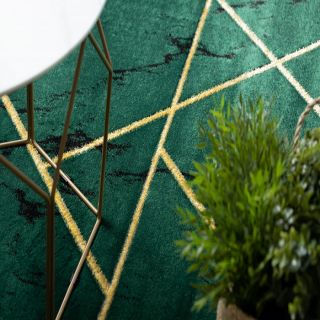 Dywan EMERALD ekskluzywny 1012 glamour, stylowy geometryczny, marmur butelkowa zieleń / złoty (5)