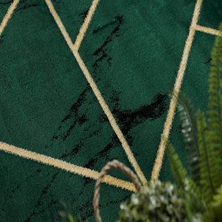 Dywan EMERALD ekskluzywny 1012 glamour, stylowy geometryczny, marmur butelkowa zieleń / złoty (7)