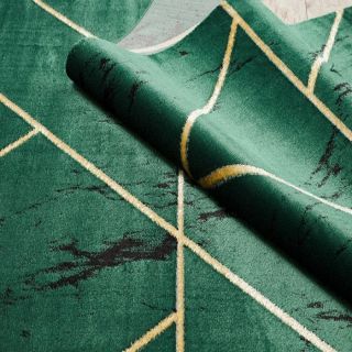 Dywan EMERALD ekskluzywny 1012 glamour, stylowy geometryczny, marmur butelkowa zieleń / złoty (11)