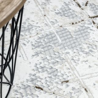 Dywan DUKE 51393 krem / złoty - Geometryczny, vintage strukturalny, bardzo miękki, frędzle (5)