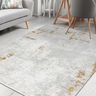 Dywan DUKE 51378 krem / złoty - Beton, kamień strukturalny, bardzo miękki, frędzle (3)