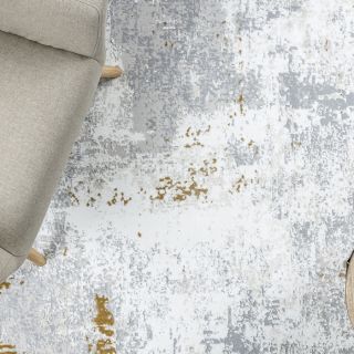 Dywan DUKE 51378 krem / złoty - Beton, kamień strukturalny, bardzo miękki, frędzle (4)