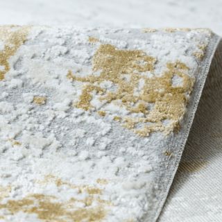 Dywan DUKE 51378 krem / złoty - Beton, kamień strukturalny, bardzo miękki, frędzle (6)