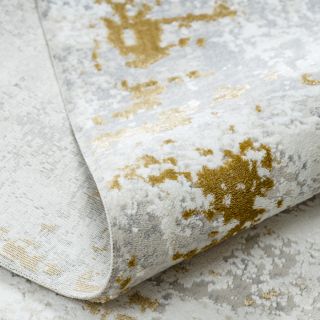 Dywan DUKE 51378 krem / złoty - Beton, kamień strukturalny, bardzo miękki, frędzle (7)