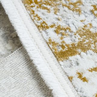 Dywan DUKE 51378 krem / złoty - Beton, kamień strukturalny, bardzo miękki, frędzle (8)